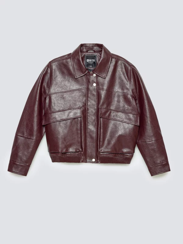 Kurtka damska ze skóry ekologicznej bordowa Britni 604