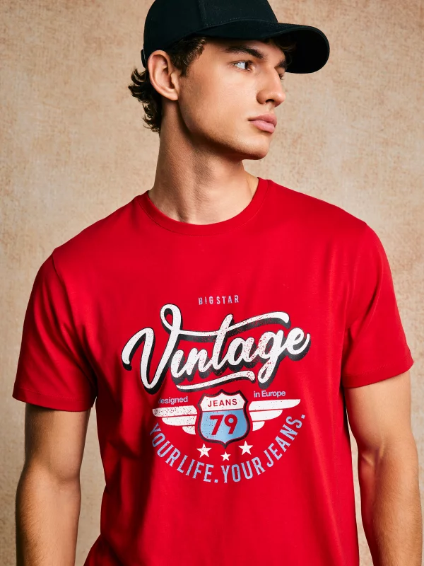 Koszulka męska z nadrukiem czerwona Merret 603