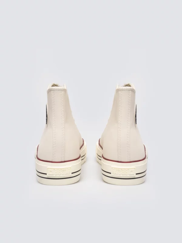 Trampki damskie wysokie ze skóry ekologicznej beżowe SS274293 801