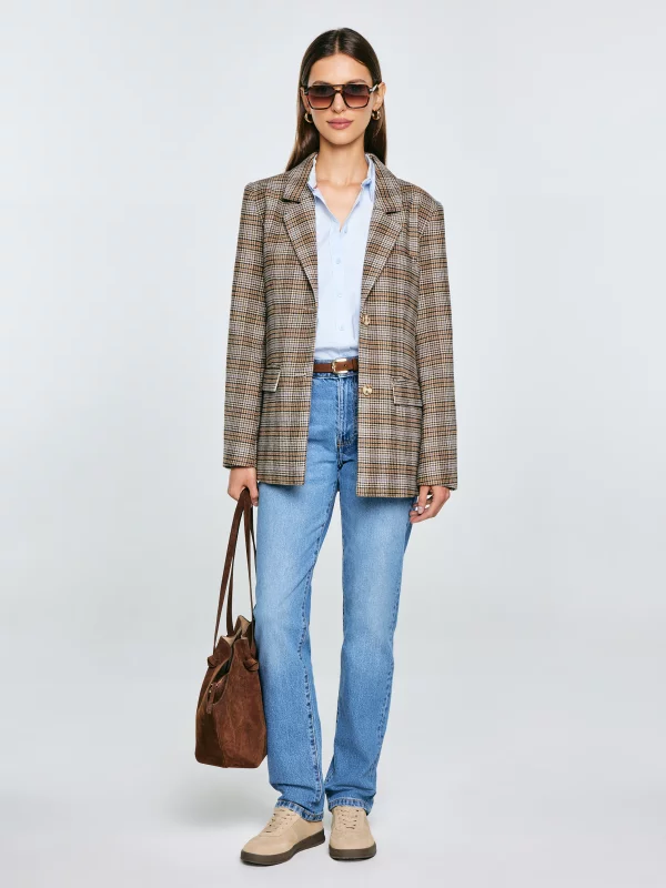 Marynarka damska z dodatkiem wełny w kratę Stilla 000