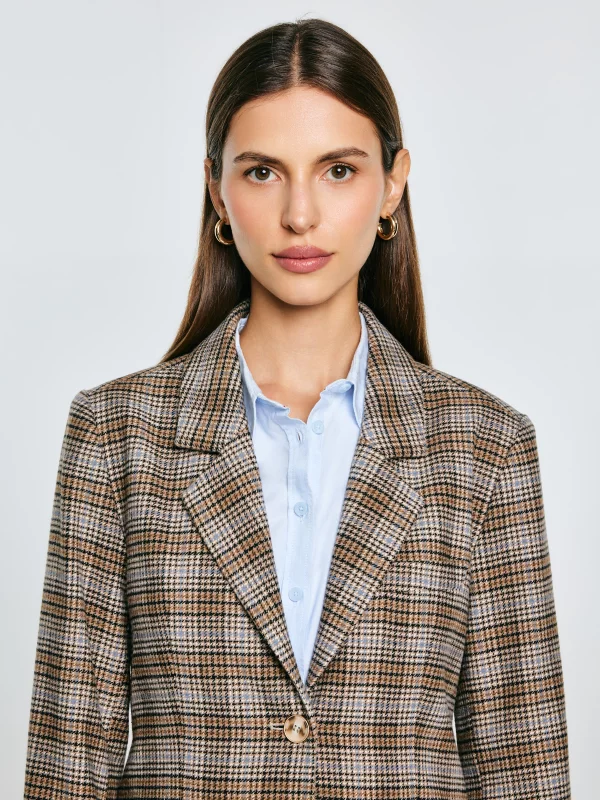 Marynarka damska z dodatkiem wełny w kratę Stilla 000