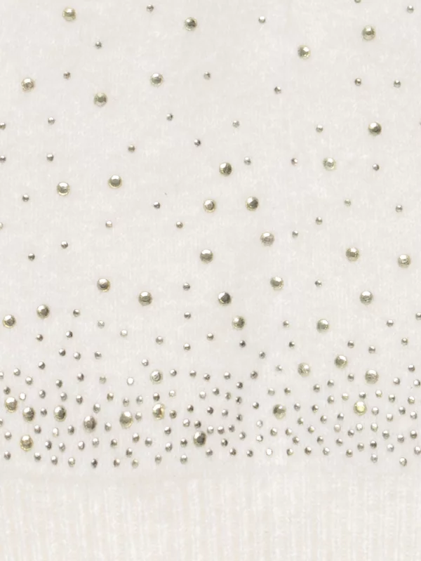 Szal damski bawełniany z kryształkami kremowy Cristaso 103