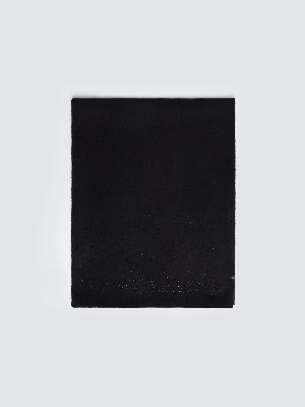 Szal damski bawełniany z kryształkami czarny Cristaso 906