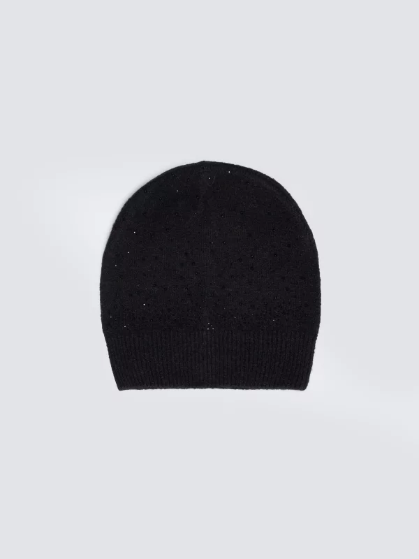 Czapka damska z kryształkami czarna Cristas 906