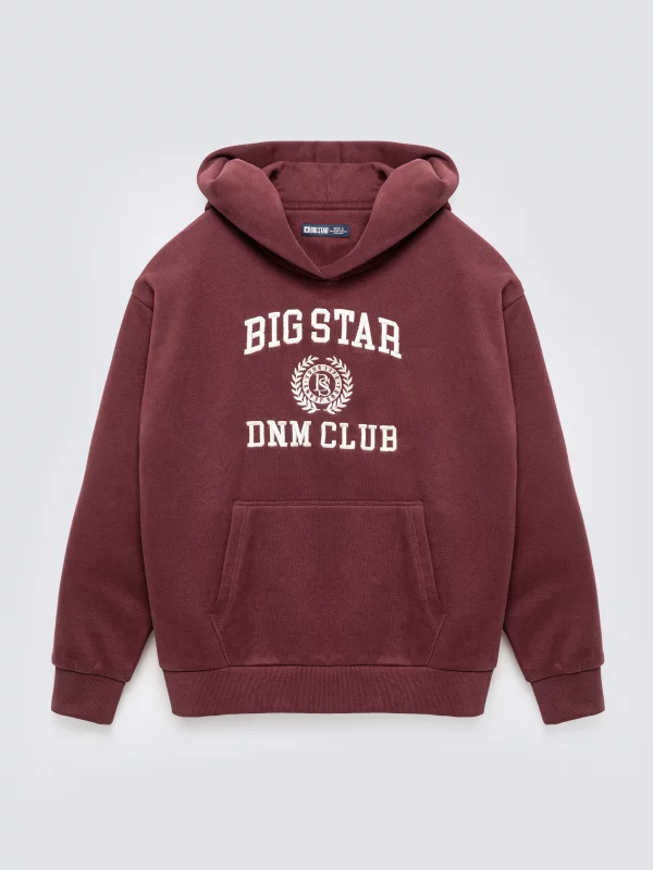 Bluza damska z kapturem z haftem bordowa Merta 604