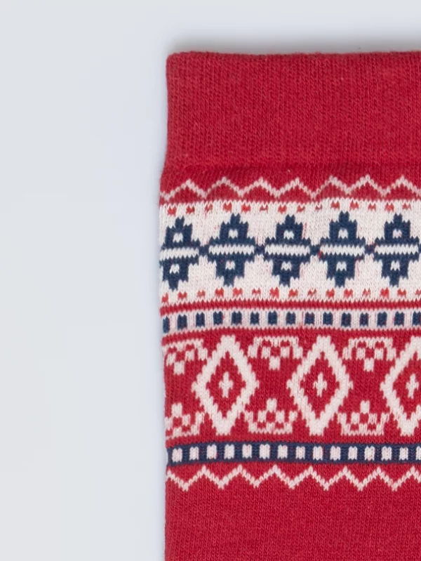 Skarpety ze wzorem skandynawskim czerwone Akseli 603