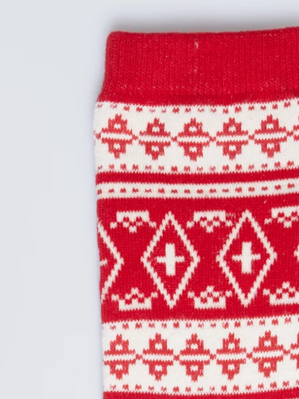 Skarpety damskie ze wzorem skandynawskim czerwone Nordisa 603