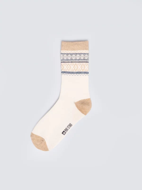 Skarpety ze wzorem skandynawskim kremowe Akseli 102