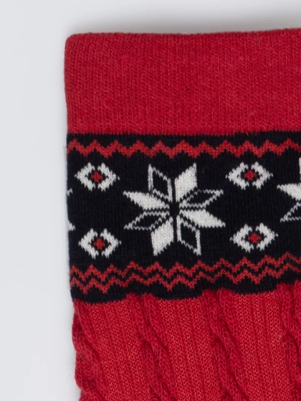 Skarpety damskie z ozdobnym splotem czerwone Bianca 603