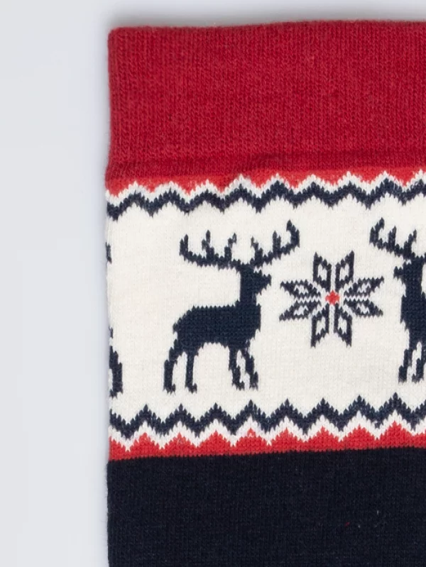 Skarpety męskie  długie ze wzorem skandynawski granatowe Caleb 403