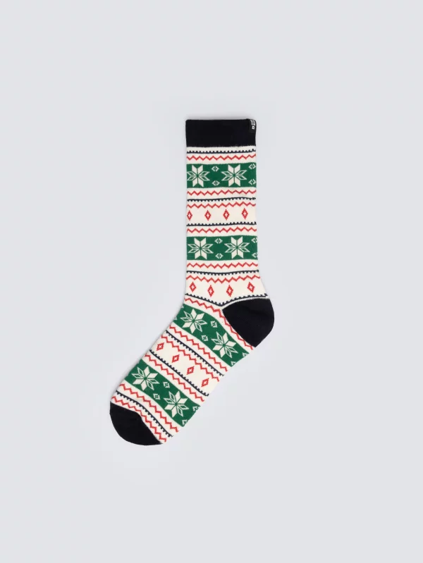 Skarpety męskie ze wzorem skandynawskim zielone Daryl 301