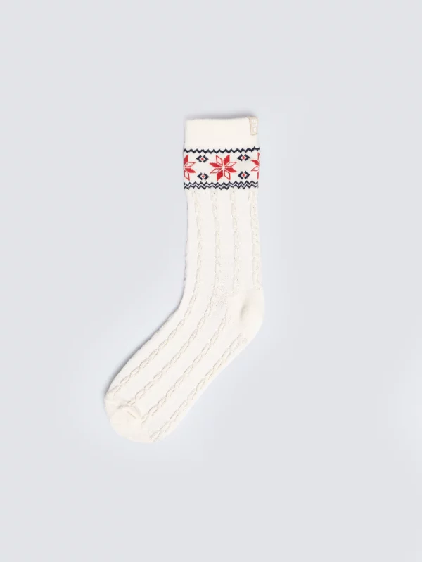 Skarpety damskie z ozdobnym splotem białe Bianca 100