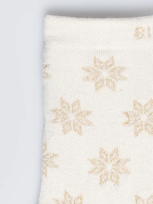 Skarpety damskie w metaliczne gwiazdki białe Luria 100
