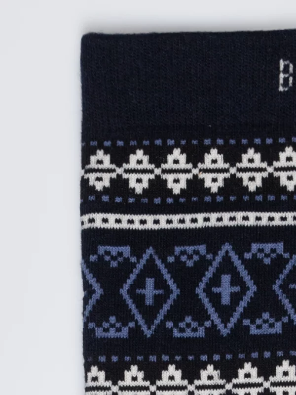 Skarpety męskie ze wzorem skandynawskim granatowe Norman 403
