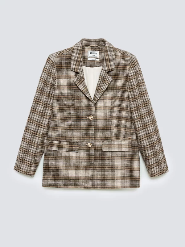 Marynarka damska z dodatkiem wełny w kratę Stilla 000