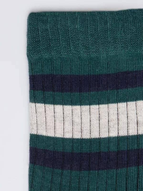Skarpety chłopięce długie z paskami zielone Rajan 304