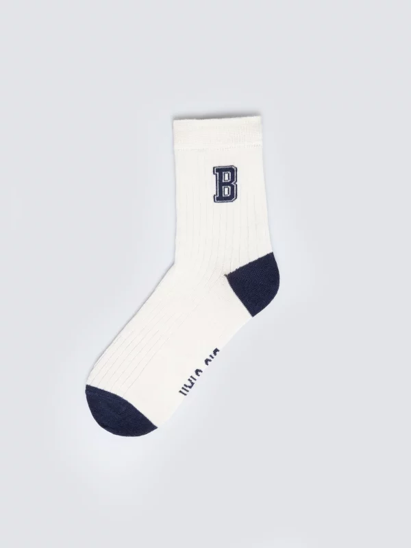 Skarpety chłopięce kremowo-granatowe Letro 102