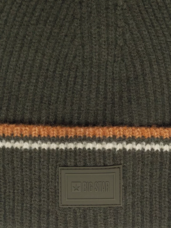 Czapka męska z kolorowym akcentem khaki Wandegor 303