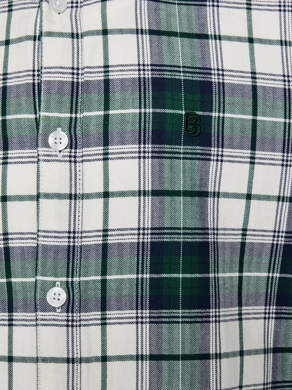 Koszula chłopięca bawełniana w kratę zielono-biała Kevin 304