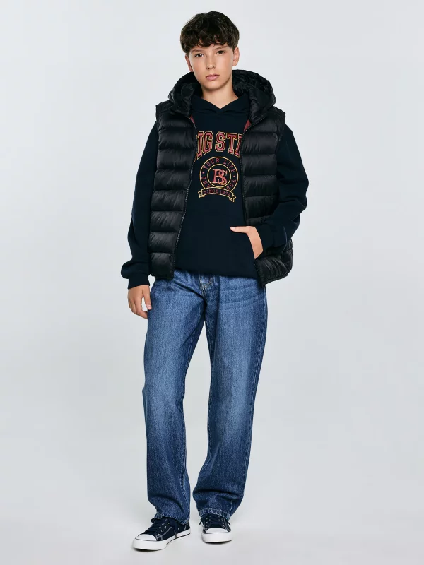 Bluza chłopięca z kapturem z haftem granatowa Liron 403