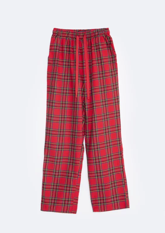Spodnie piżamowe w kratę czerwone Senminis 603