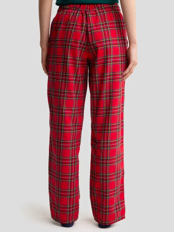 Spodnie piżamowe w kratę czerwone Senminis 603