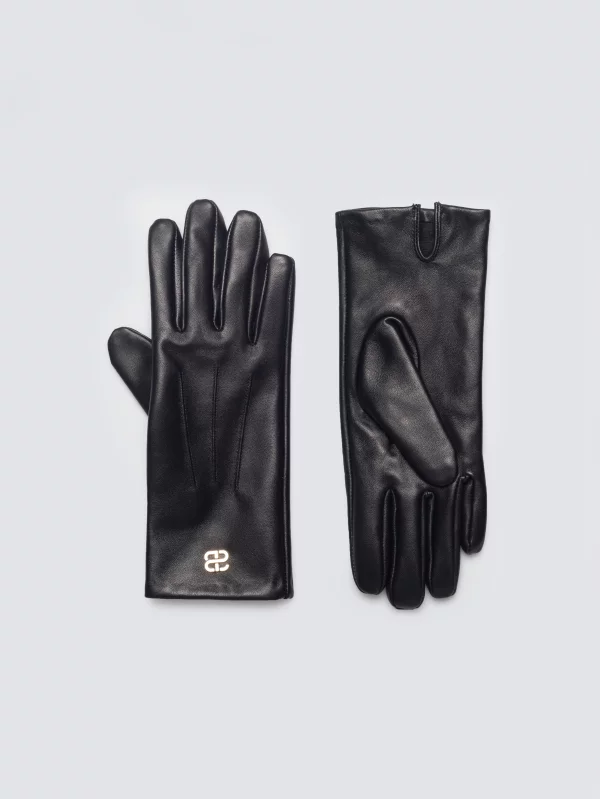 Rękawiczki damskie skórzane czarne Caroler 906