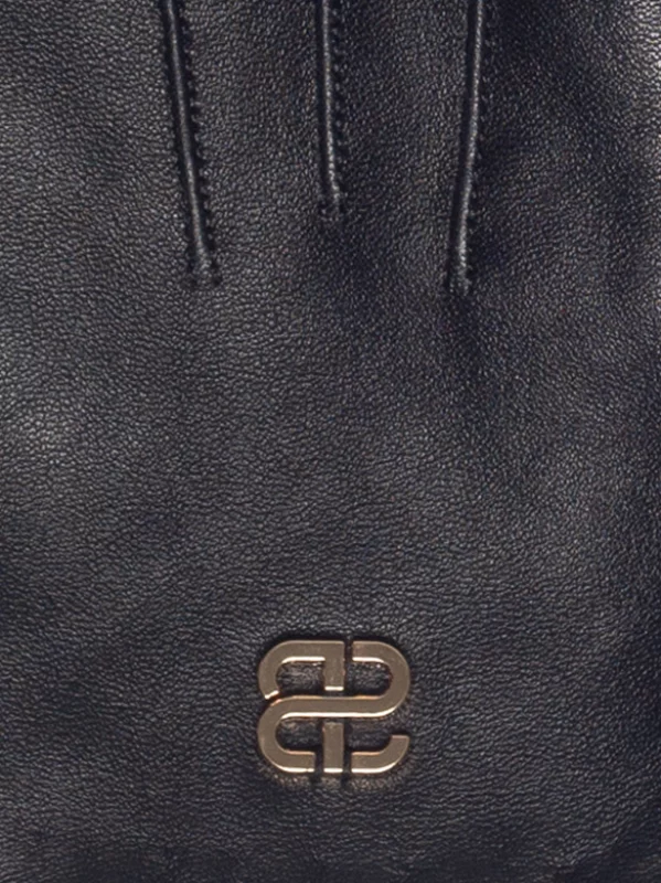 Rękawiczki damskie skórzane czarne Caroler 906