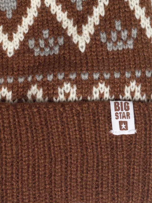 Czapka zimowa z pomponem brązowa Igory 804