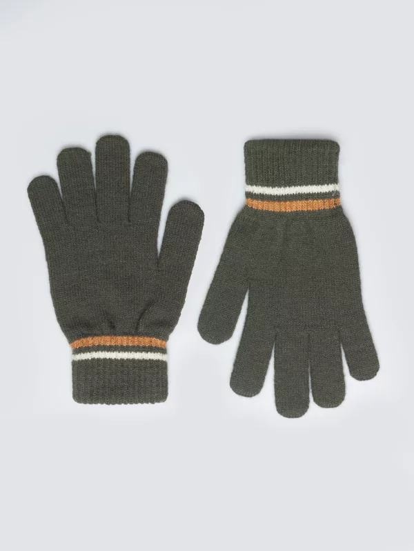 Rękawiczki męskie z kolorowym akcentem khaki Wandegorso 303