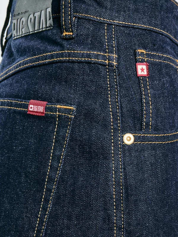 Jeansy damskie z szeroką nogawką granatowe Barb 657