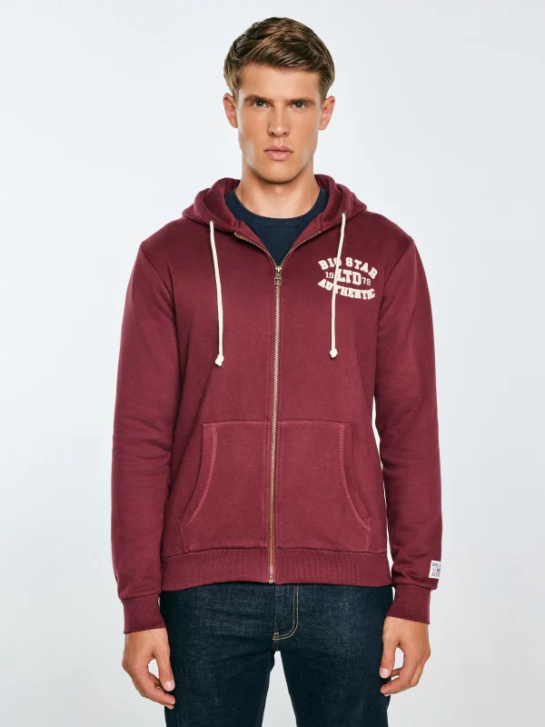 Bluza męska rozpinana z kapturem z kolekcji Authentic bordowa Karol 604