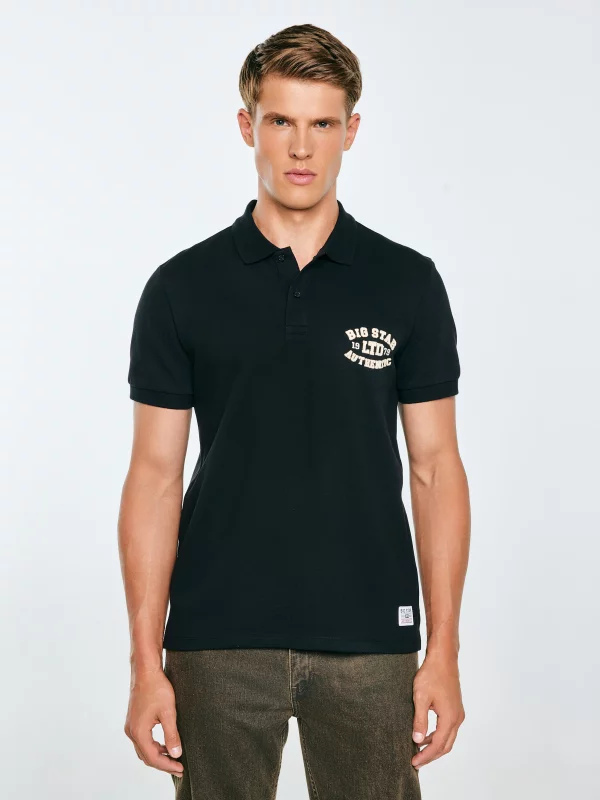 Koszulka męska polo czarna Livier 906