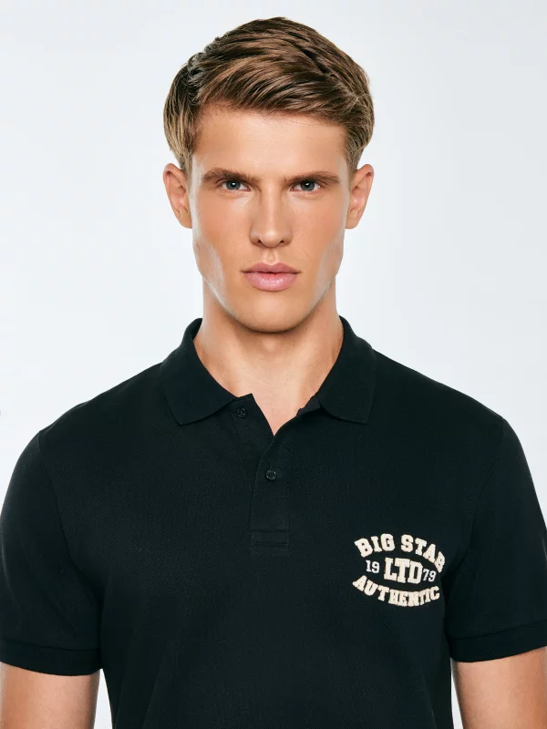 Koszulka męska polo czarna Livier 906