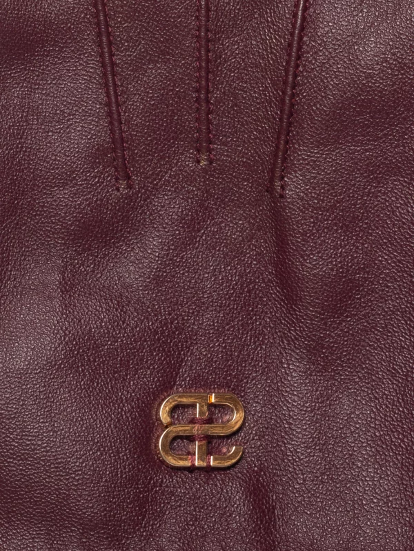 Rękawiczki damskie skórzane bordowe Caroler 604