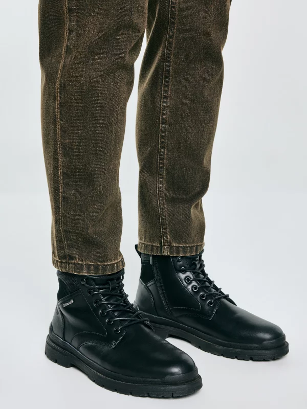 Trapery męskie ze skóry naturalnej czarne SS174123 906