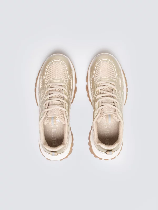 Sneakersy damskie beżowo-złote SS274014 802
