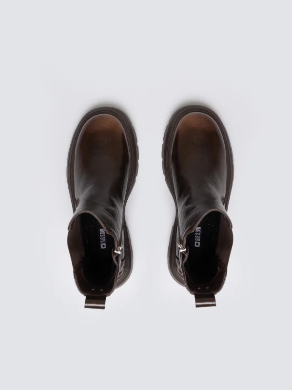 Botki damskie ze skóry naturalnej brązowe SS274521 803