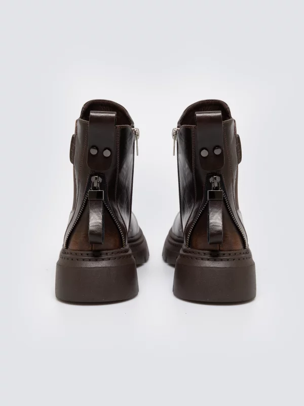 Botki damskie ze skóry naturalnej brązowe SS274521 803