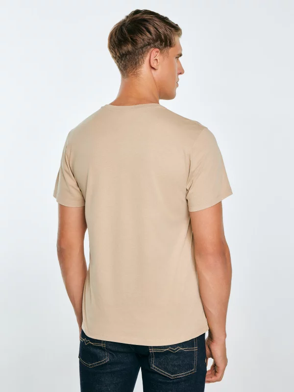 Koszulka męska z nadrukiem beżowa Teller 804