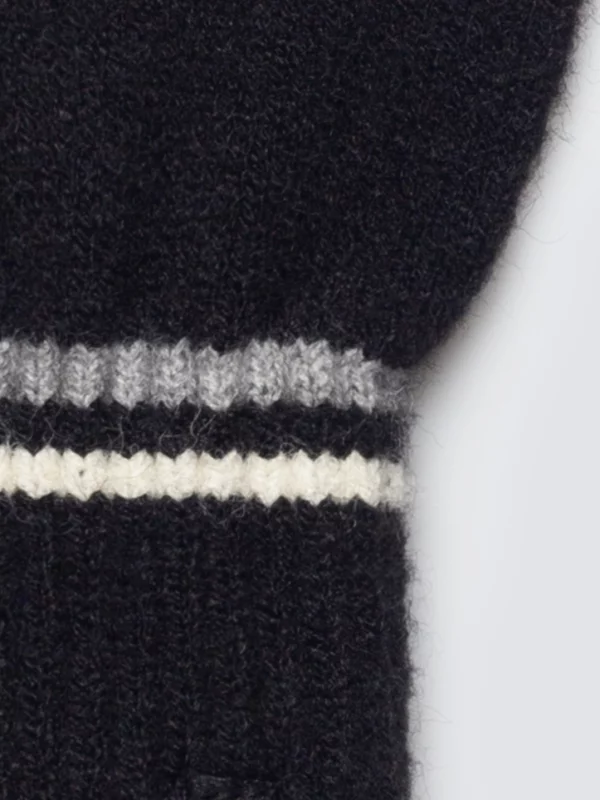 Rękawiczki męskie z kolorowym akcentem czarne Wandegorso 907