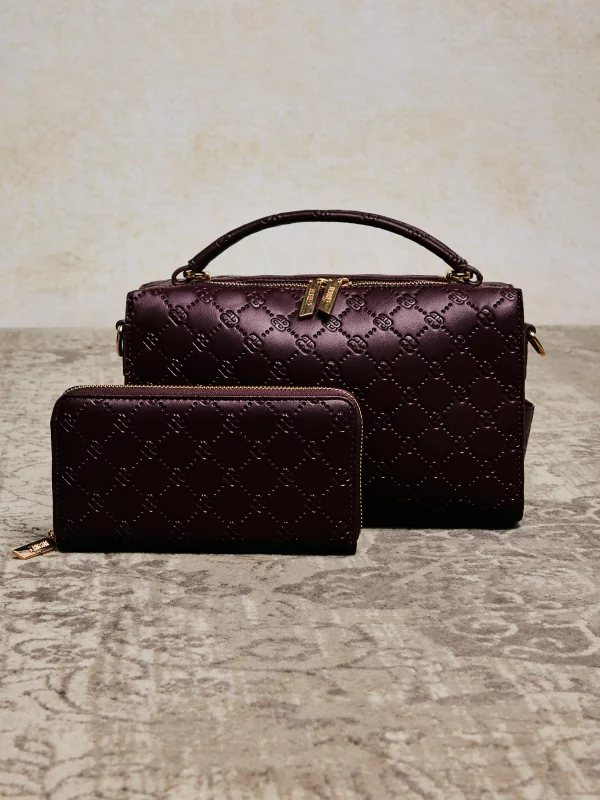 Portfel damski z ozdobnym tłoczeniem bordowy Lisetto 604