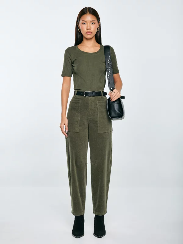 Koszulka damska slim w prążek khaki Asterca 303