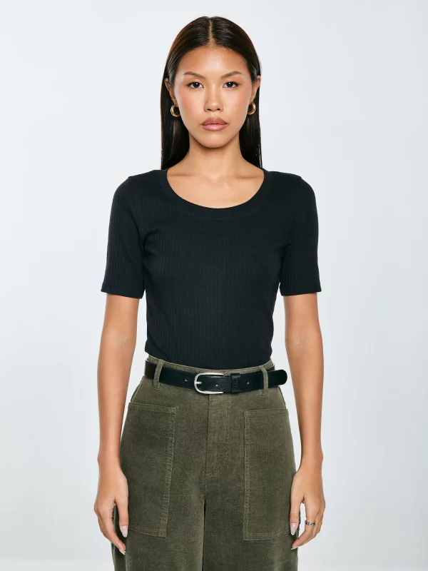 Koszulka damska w prążek czarna Asterca 906