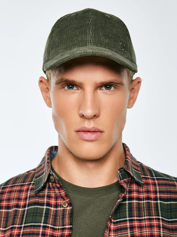 Czapka z daszkiem sztruksowa khaki Cordi 301