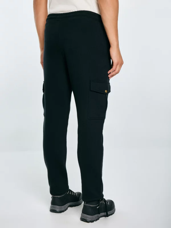 Spodnie męskie dresowe z kieszeniami cargo czarne Jagmurp 906