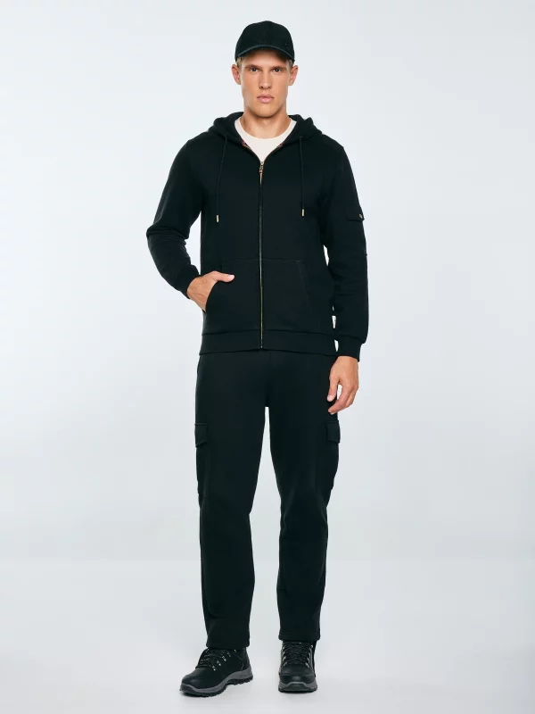 Bluza męska rozpinana z kapturem czarna Jagmur 906