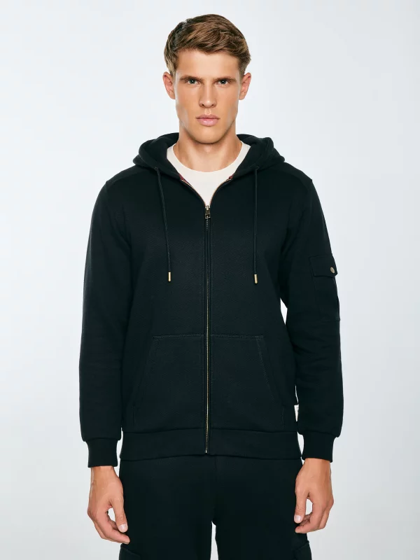 Bluza męska rozpinana z kapturem czarna Jagmur 906