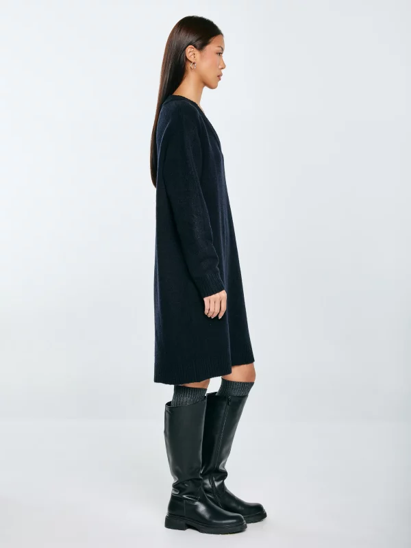 Sukienka damska dzianinowa z dodatkiem wełny czarna Julita 906