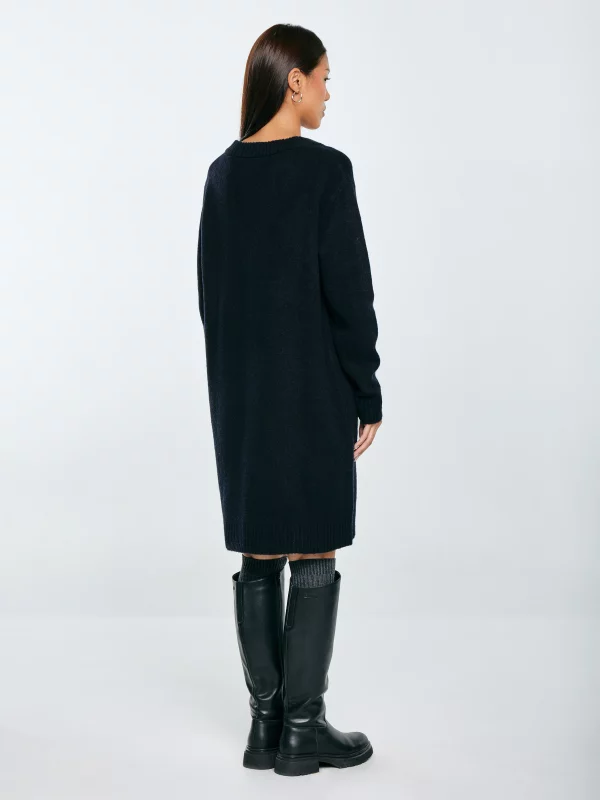 Sukienka damska dzianinowa z dodatkiem wełny czarna Julita 906